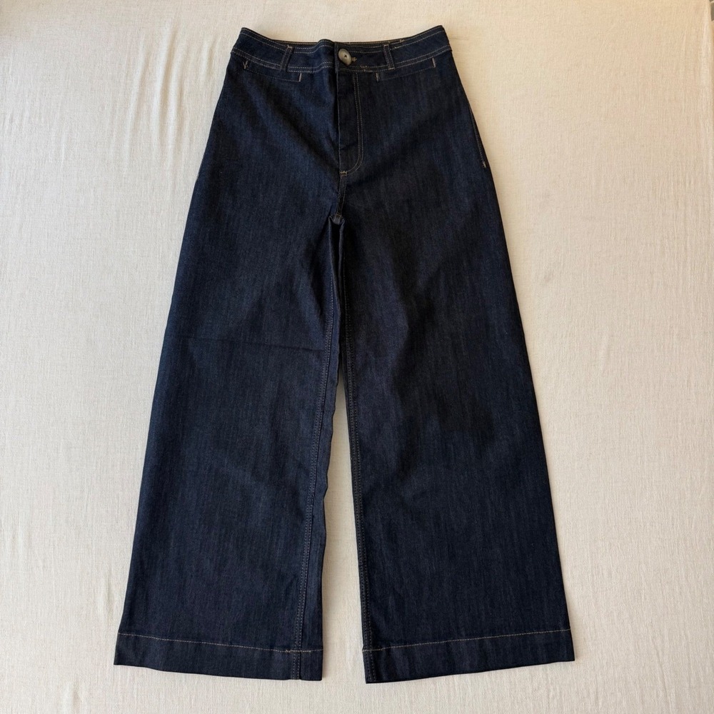 Maeve Ettie High-Rise Crop Wide-Leg Jeans Women 29T Dark Wash Indigo NWOT - Picture 2 of 11